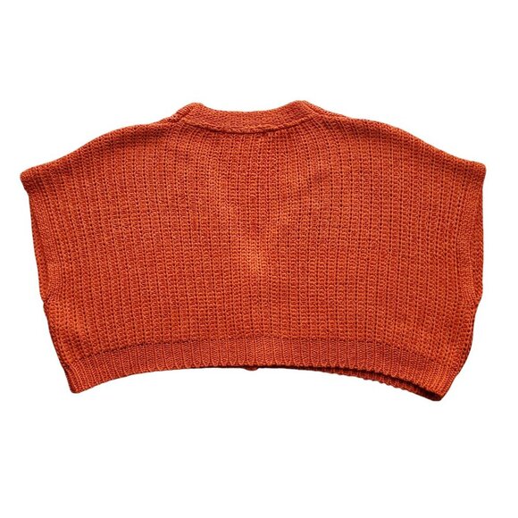 Zara Cropped Orange Knit Sleeveless 3 Button Vest / Cardigan Size S - Picture 4 of 11